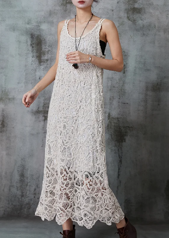 Unique Beige Silm Fit Lace Spaghetti Strap Dress Summer Lace Party Dress