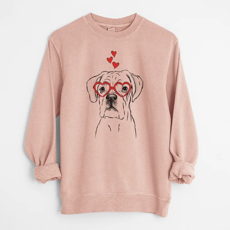 Valentine Nelly the Boxer - Unisex Pigment Dyed Crew Sweatshirt Basic Hoodie Sweatshirt