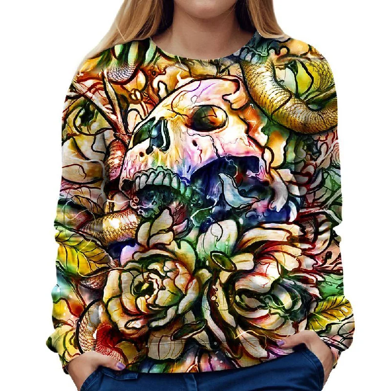 Floral Skull Womens Sweatshirt Comfy Sweatshirts for Fall