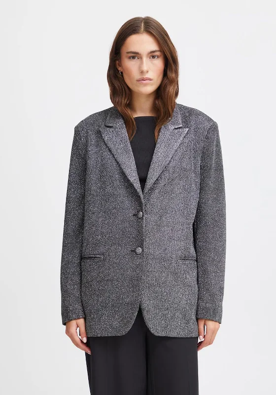 Ichi Dunna Sparkle Blazer, Dark Silver Women's stylish jackets