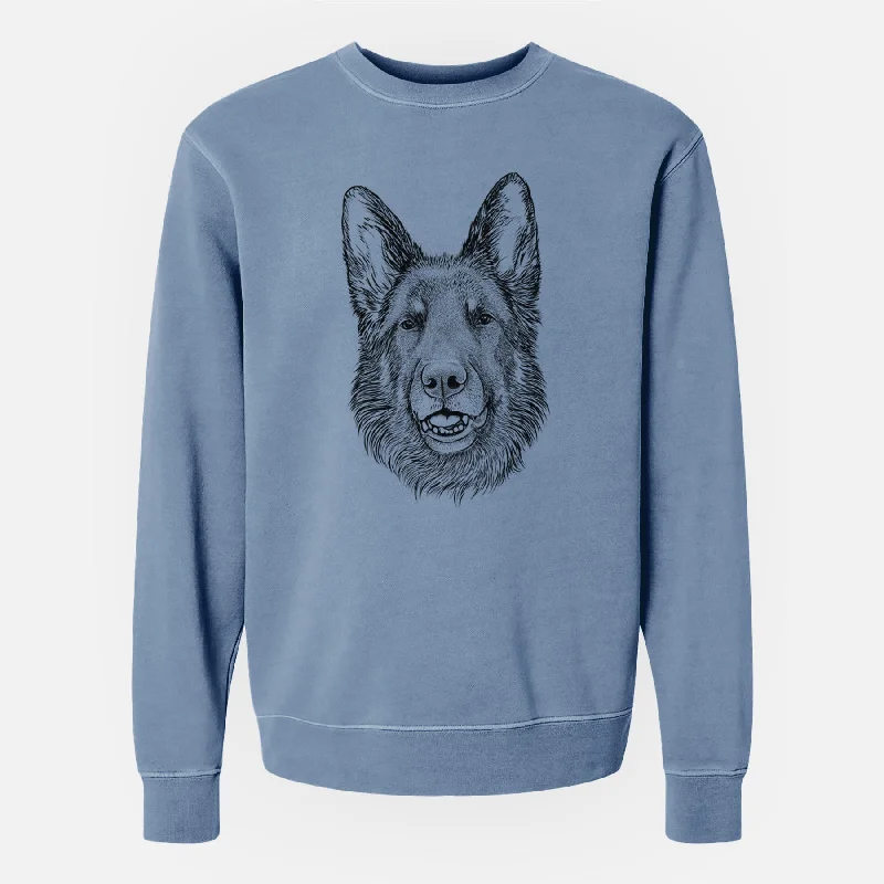 Bare Sammie the German Shepherd - Unisex Pigment Dyed Crew Sweatshirt Hoodie with Drawstrings