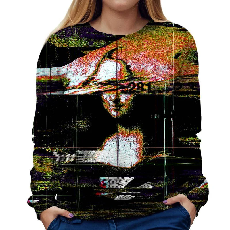 Mona Lisa Colored Glitch Womens Sweatshirt Warm Hoodie Sweatshirt Style