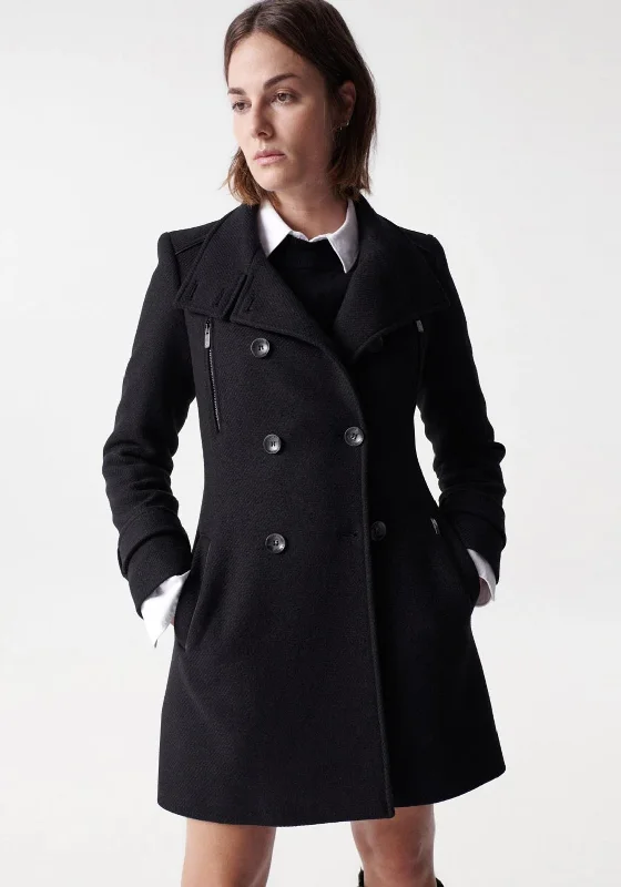 Salsa Grace Long Woolen Coat, Black Women's elegant jackets