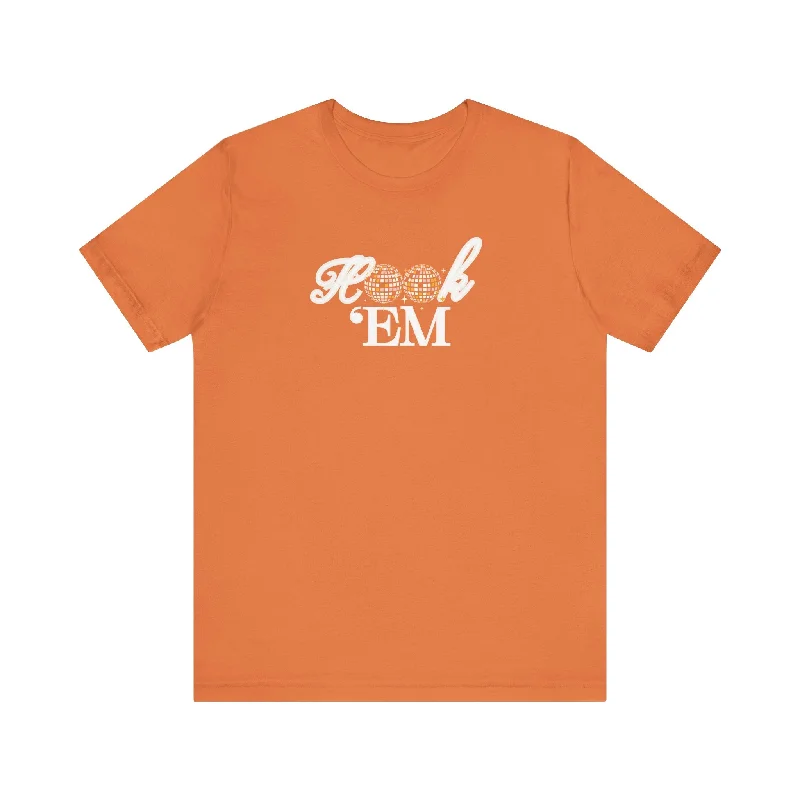 Hook 'Em Disco Ball Texas NYE Football Crewneck Tee Comfy Sweatshirts for Women