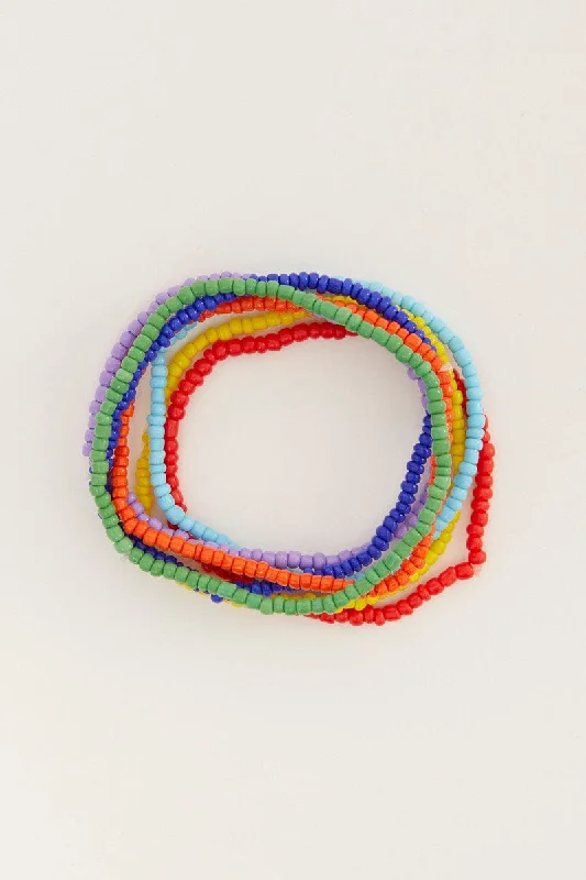 Multi 5 Pack Rainbow Beads Bracelet