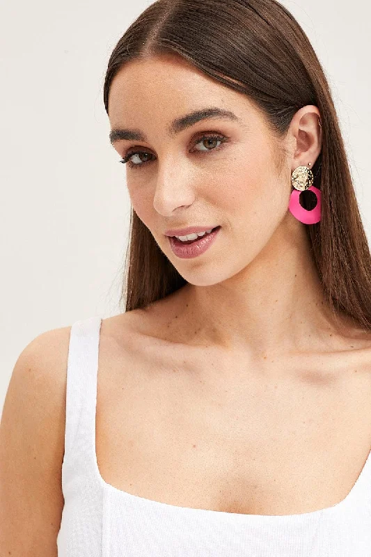 Pink Geometric Earrings