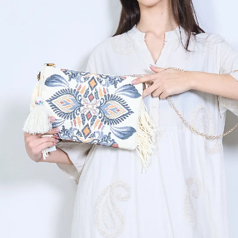 Boho vintage embroidered fringe clutch bag wholesale