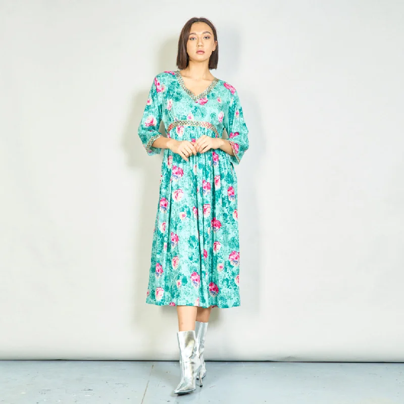 Floral V-neck maxi dress wholesale