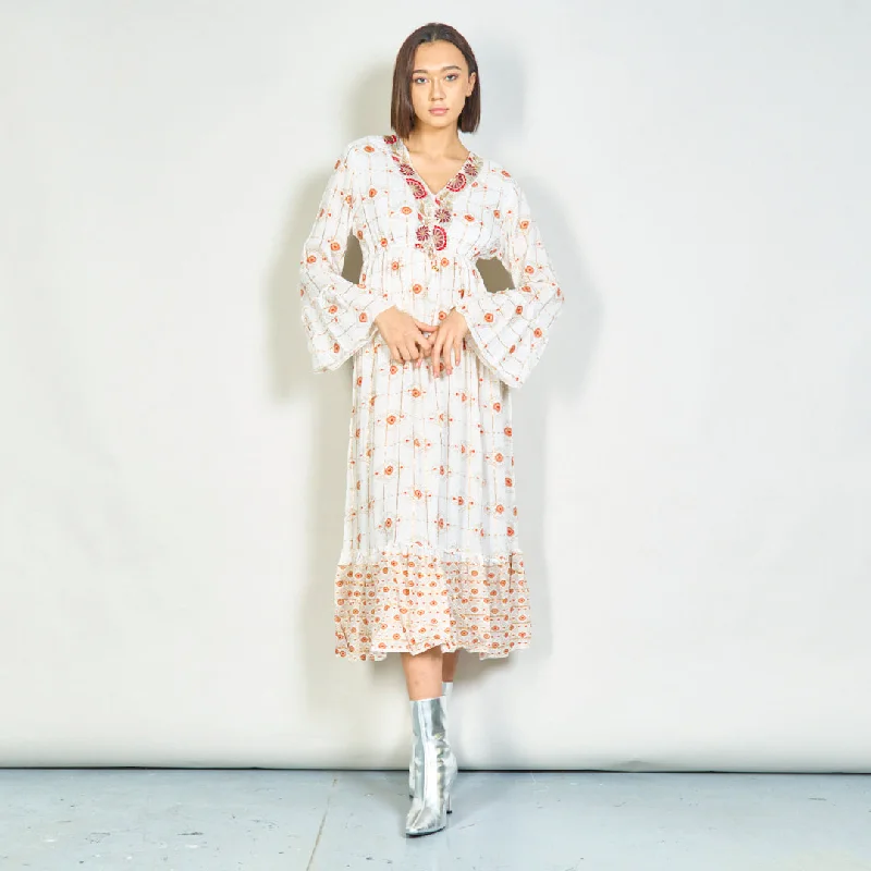 Embroidered bohemian maxi dress wholesale