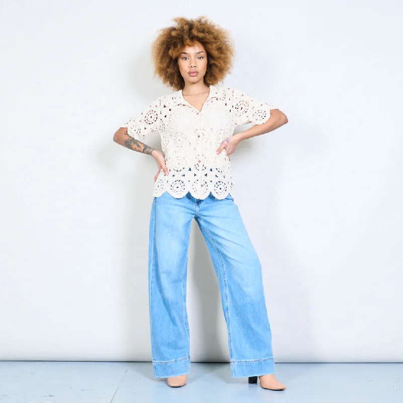 Crochet collared blouse wholesale