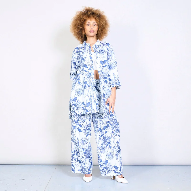 Relaxed floral print shirt and trouser set wholesale