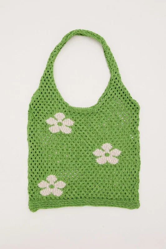 Green Crochet Shopper Bag