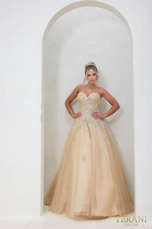Terani Couture 241P2216 Glitter Dress Prom Ballgown
