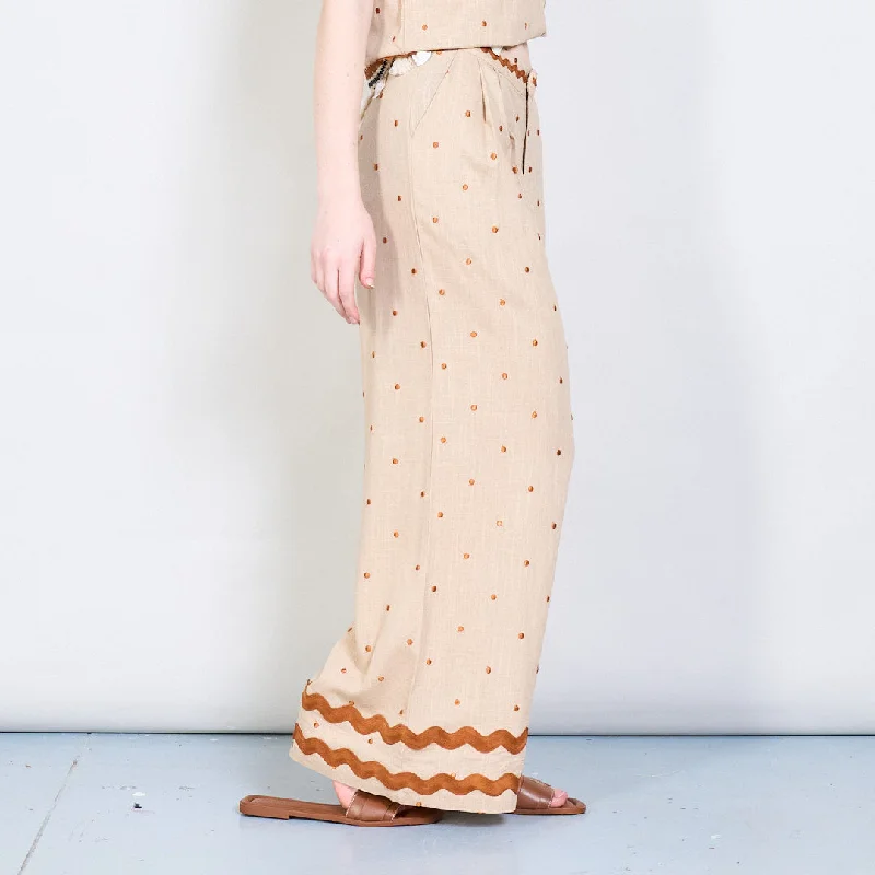 Boho embroidered wide-leg trousers wholesale