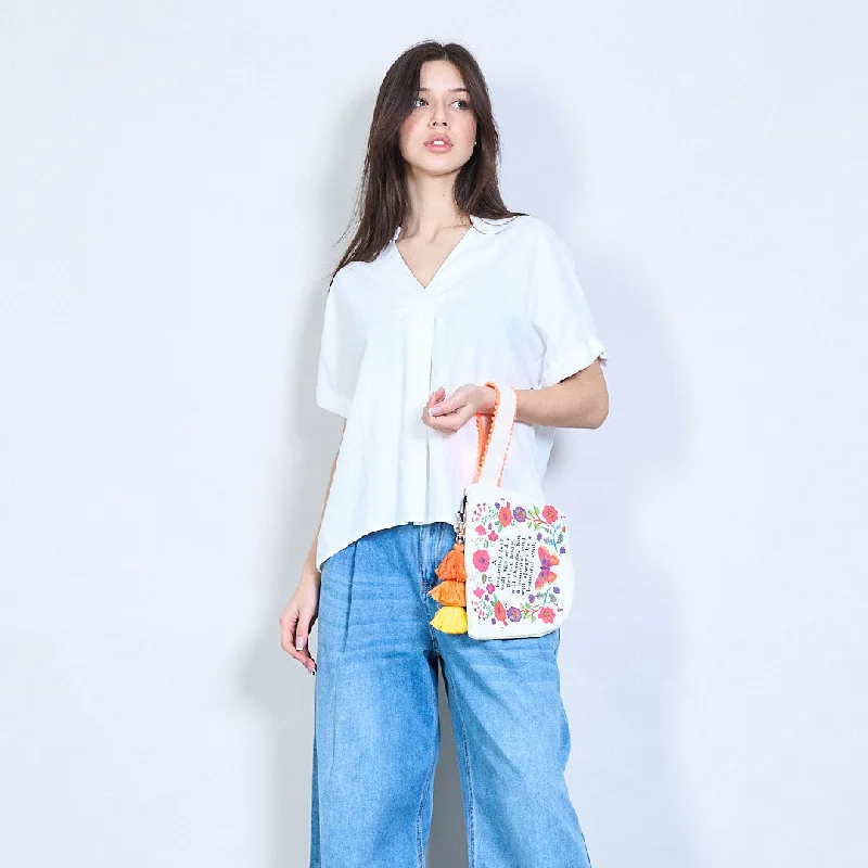 Embroidered butterfly pouch with tassel charm wholesale