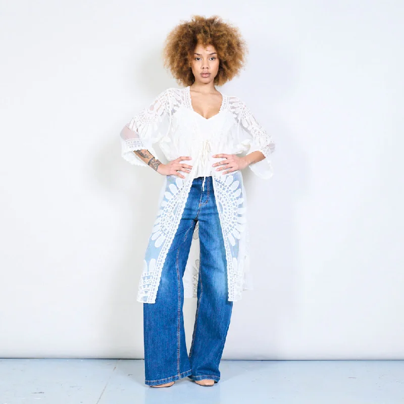 Long lace open-front kimono wholesale