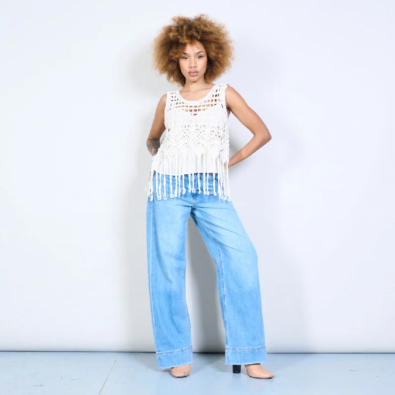 Crochet fringe hem tank top wholesale