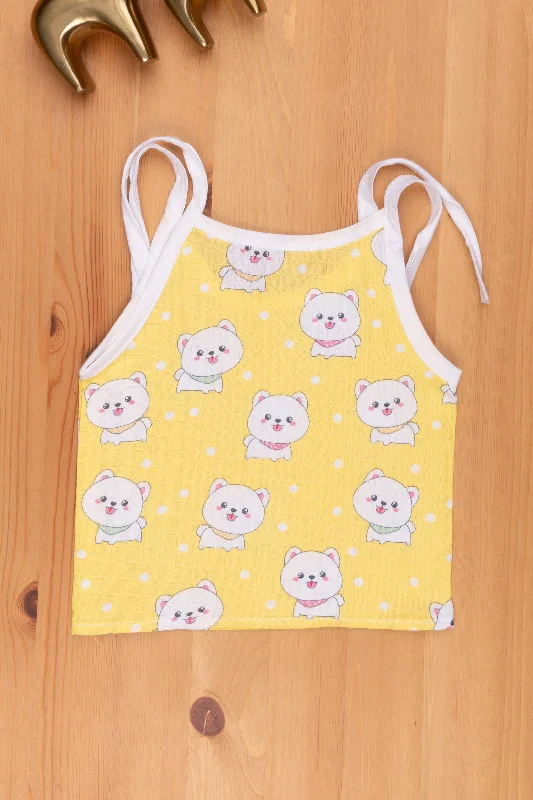 Yellow Newborn Clothes Lovely Animal Printed Tie-Up Design