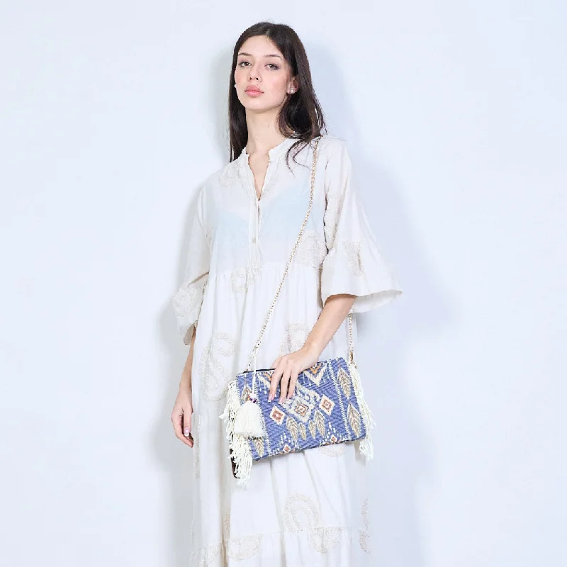 Boho tribal embroidered fringe clutch bag wholesale