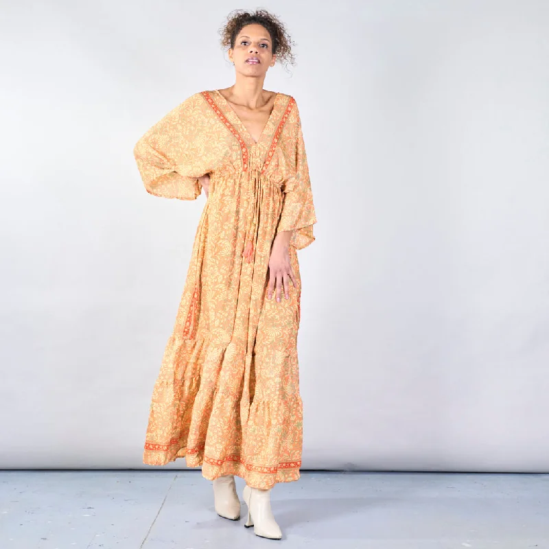 Floral boho maxi dress with tassel tie wholesale