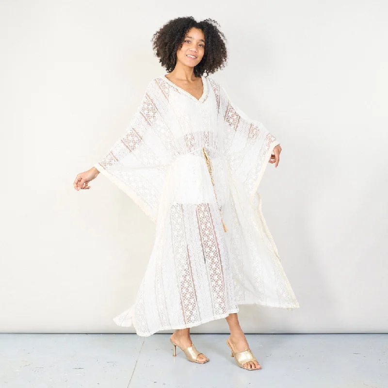 Boho lace maxi dress with braided details wholesale