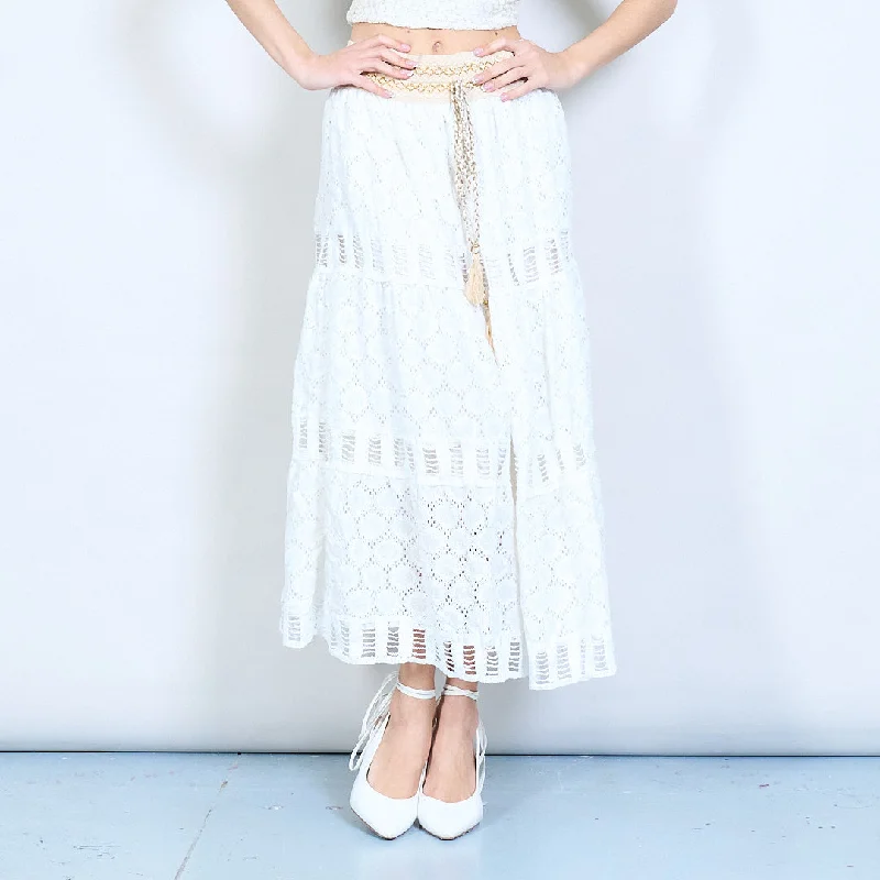 Lace embroidered maxi skirt wholesale