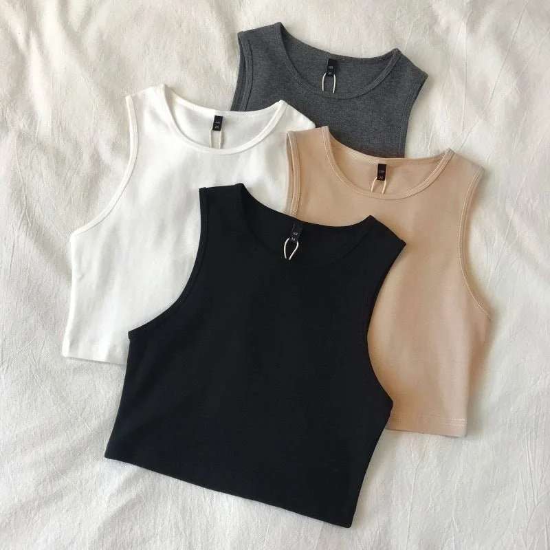 Retro AA style! High Quality Cotton high waist slim elastic tank top