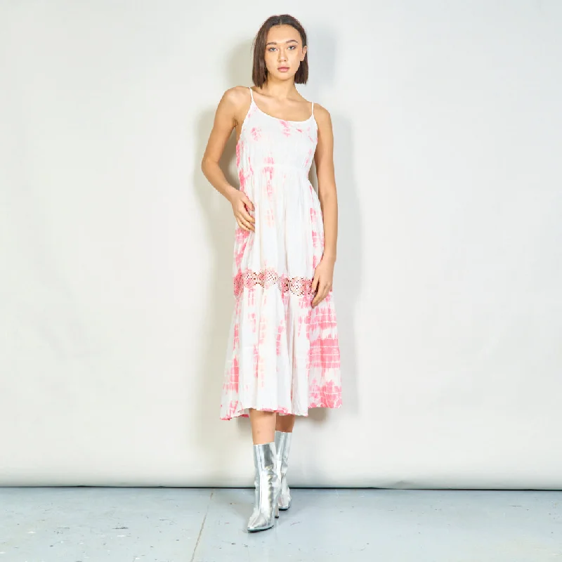 Tie-dye lace maxi dress wholesale