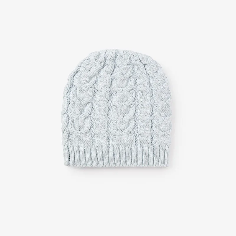 Pale Blue Horseshoe Cable Knit Baby Hat