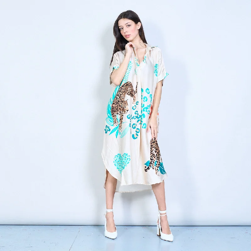 Wild leopard print tunic dress wholesale