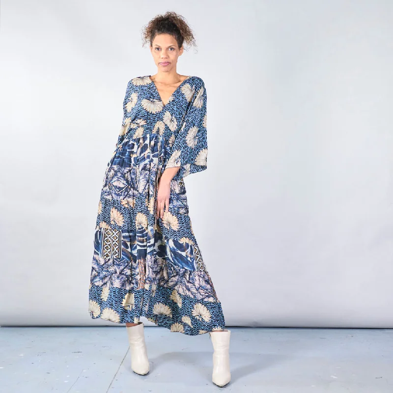 Floral and geometric boho maxi dress wholesale