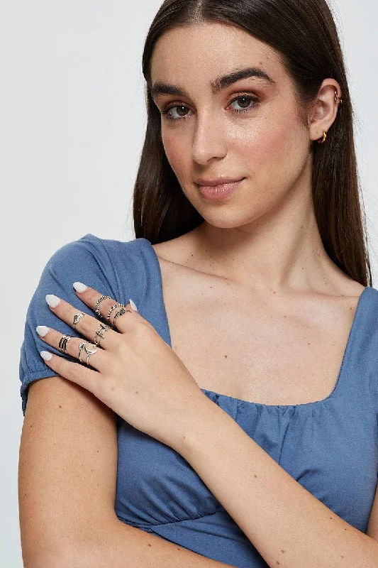 Silver 8Pcs Alloy Rings