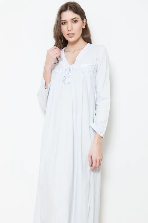 Cottonreal 'Tammy' (Light Blue) 3/4 Sleeve Nightdress Elegant pajama sets