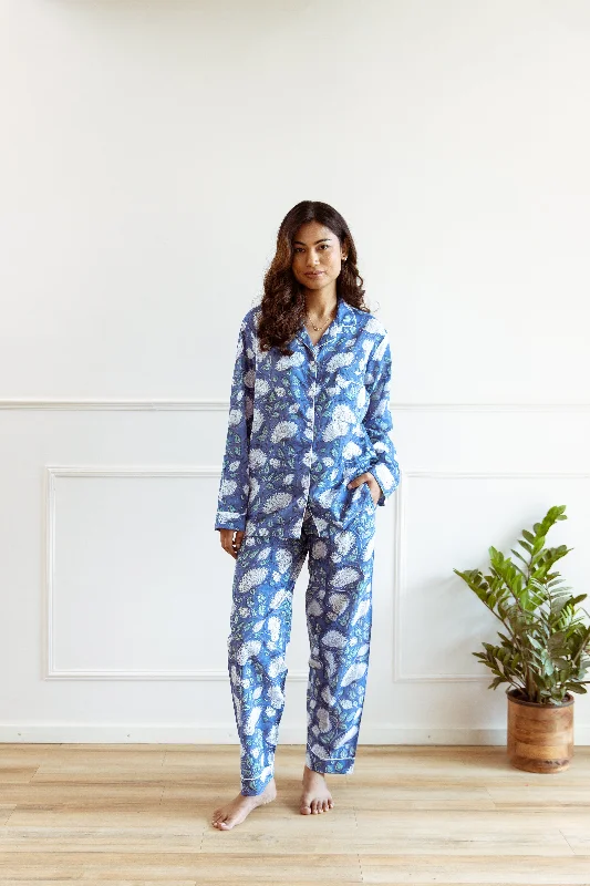 Long PJ Set -  Blue & White Floral Print Zara pajama sets