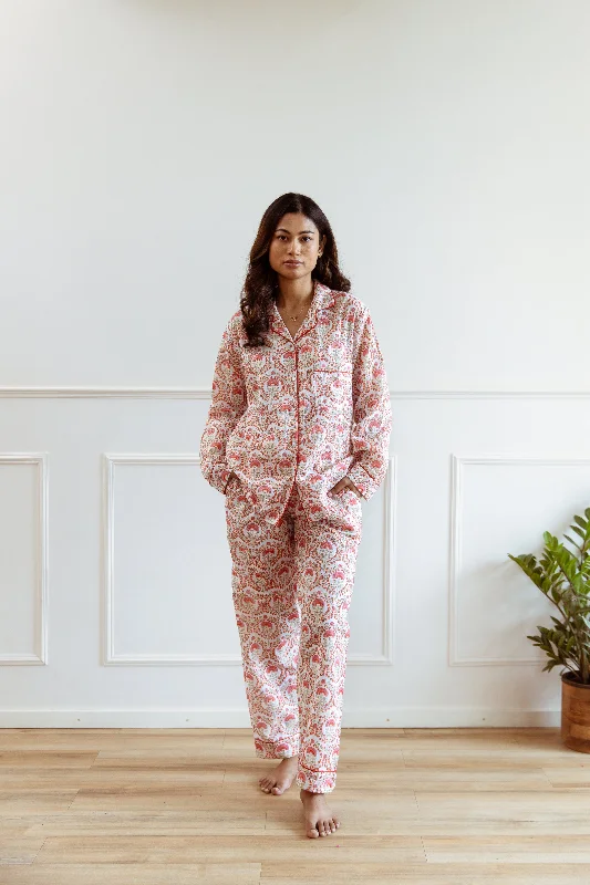 Long PJ Set -  Pale Pink Floral Print (Copy) Women's pajama sets