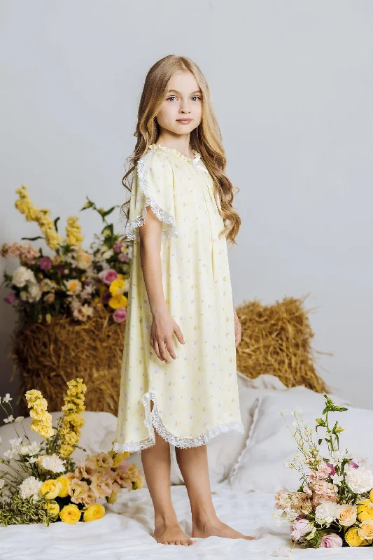 OLIVIA - GIRLS VISCOSE NIGHTDRESS YELLOW DAISY PRINT Shein pajama sets