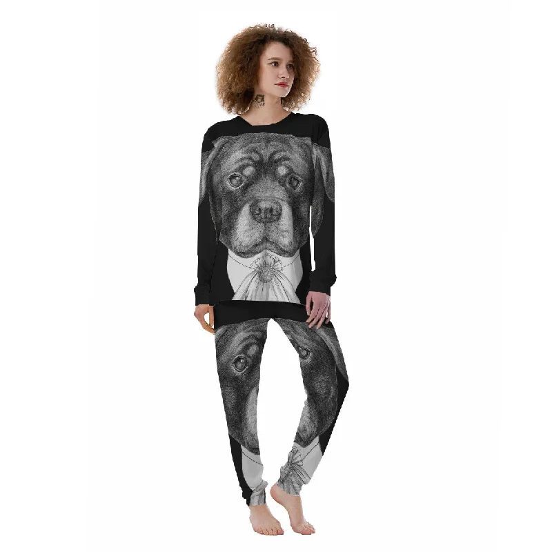 Portrait Rottweiler Vintage Print Women's Pajamas Polyester pajama sets