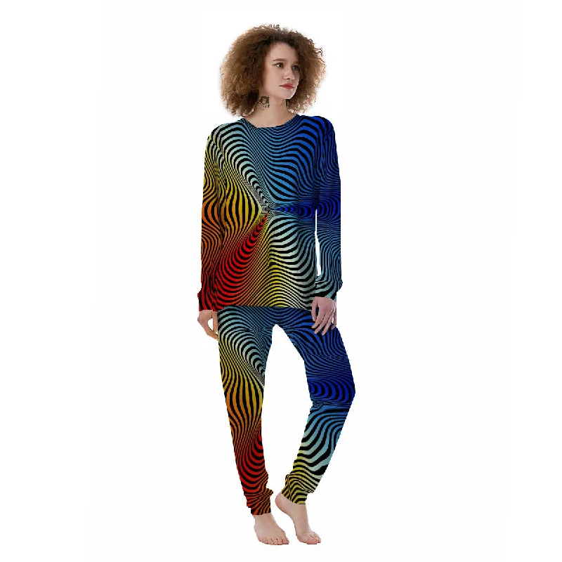 Psychedelic Optical Vibrant Illusion Women's Pajamas Petite pajama sets