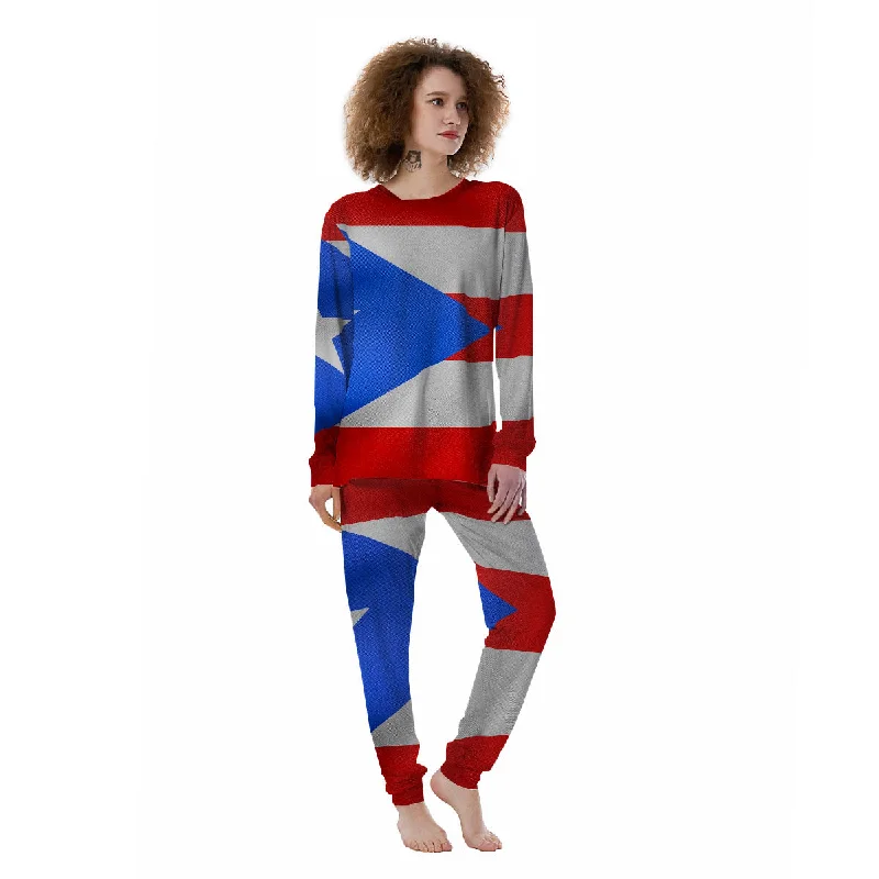 Puerto Rican Wrinkled Flag Print Women's Pajamas Baby pajama sets