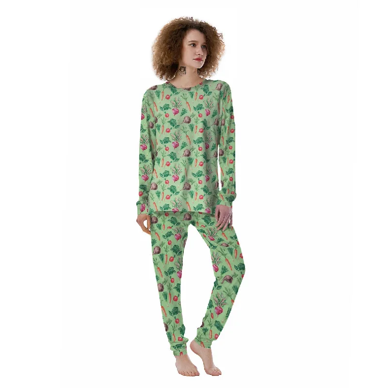 Radish And Watercolor Carrot Print Pattern Women's Pajamas Pajama sets under $50