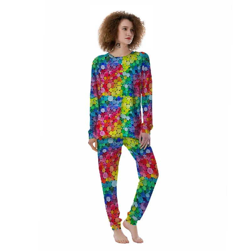 Rainbow Watercolor Print Pattern Women's Pajamas Discounted pajama sets