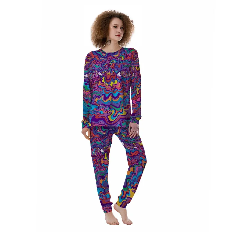 Rave Trippy Print Women's Pajamas Designer pajama sets