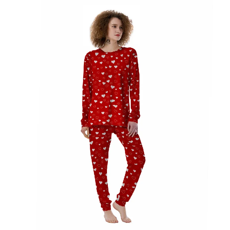 Red Heart And White Print Pattern Women's Pajamas Target pajama sets