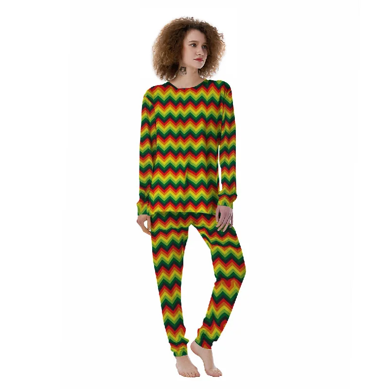 Reggae Zig Zag Print Pattern Women's Pajamas Party pajama sets