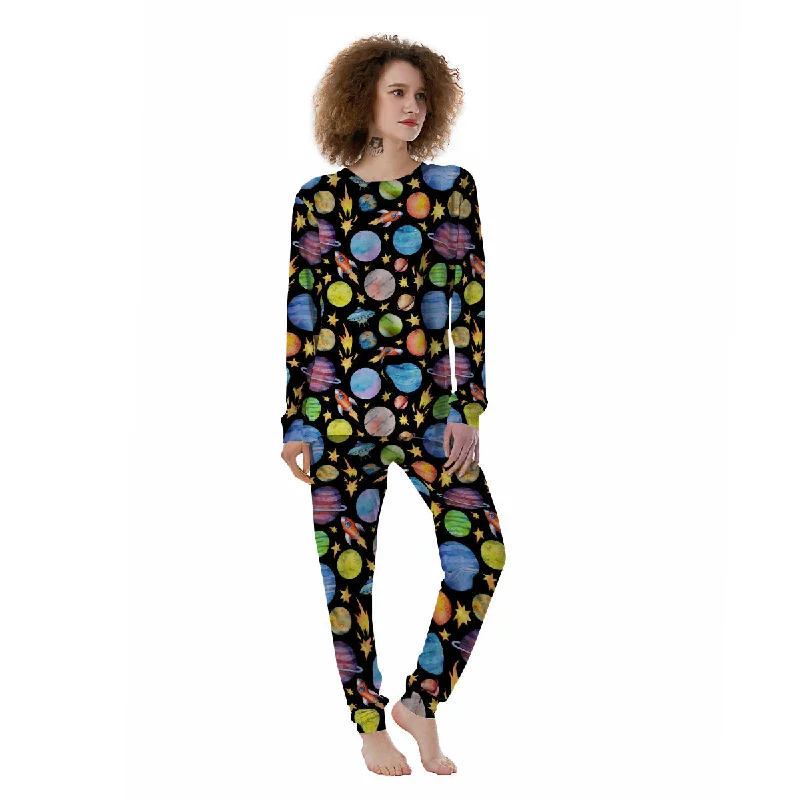 Rocket Watercolor Print Pattern Women's Pajamas Camisole pajama sets