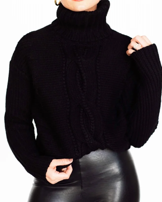 Chunky Cabled Turtleneck In Black Casual sweaters