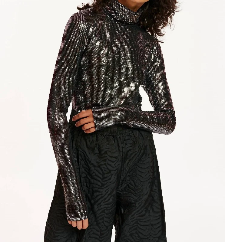 Glitter Turtleneck In Combo Black Oversized sweaters