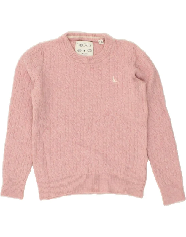 JACK WILLS Womens Crop Crew Neck Jumper Sweater UK 12 Medium  Pink Trendy oversized sweaters