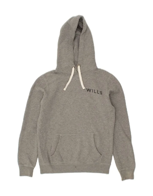 JACK WILLS Womens Graphic Hoodie Jumper UK 6 XS  Grey Cotton Best sweaters for casual wear