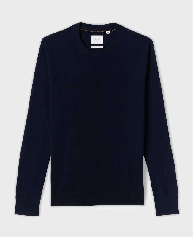 Men's Fine Gauge Cashmere Crew Sweater In Navy Cotton sweaters